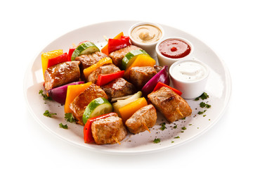 Kebabs - grilled meat and vegetables