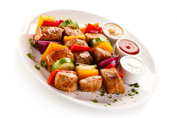 Kebabs - grilled meat and vegetables
