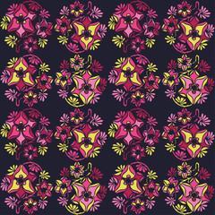 Seamless vector background with decorative flowers. Print. Cloth design, wallpaper.