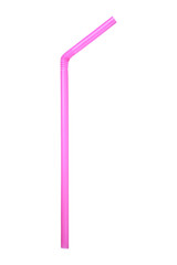 One pink straw isolated on white