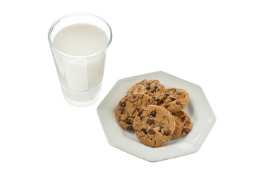 top view of cookies and milk