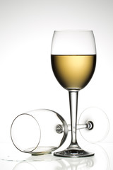 wineglass against white background.