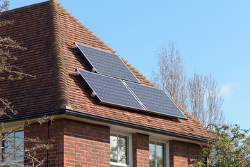 Solar panels on roof of house