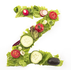 Letter Z made of salad
