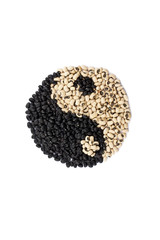 ying yang made up of beans