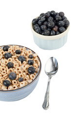 cereal and blueberries in a bowl