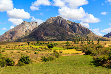 Landscape with rock formation in central Madagascar