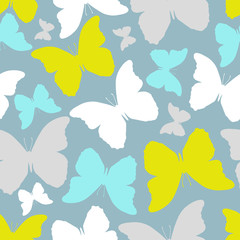 Fototapeta na wymiar Seamless pattern with stylized silhouette butterflies