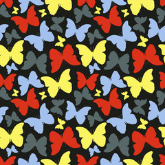 Seamless pattern with colorful butterflies. Vintage style 