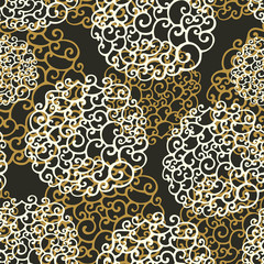 Seamless pattern with decorative curls. Doodle ornament. Endless