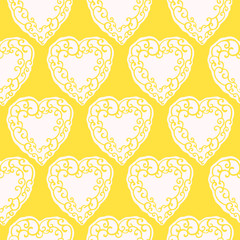 Seamless pattern with decorative doodle ornamental hearts 