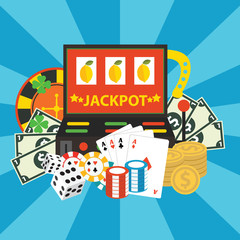 Vector gambling casino elements, jackpot