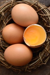 Brown Eggs on a nest 