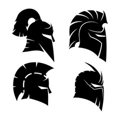 Knight's and Spartan helmets. - obrazy, fototapety, plakaty