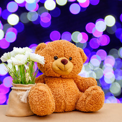 Nice and cute teddy bear with blured background