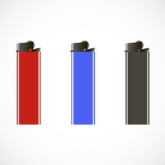 Set of colored lighters