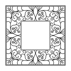 Vector Ornate square Frame from lines pattern. Ornate element for design and place for text or pictures. Abstract background. Perfect for invitations, announcements, scrapbooks. Vector design template