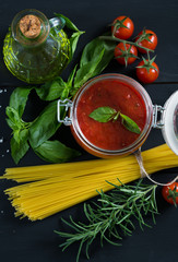 Fresh ingredients for making pasta