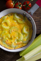 Omelette with celery, healthy breakfast