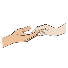 Man holding woman's hand.