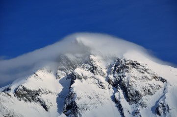 mountain peak with cloud hood