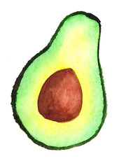 watercolor half of avocado