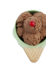 plastic cone bowl with chocolate ice cream