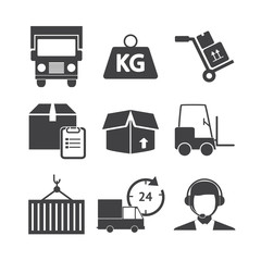 Logistic icons set on white background.