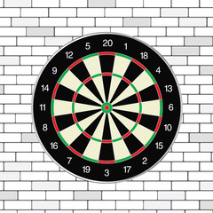 brick walll with dartboard on it illustration