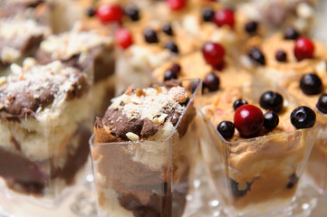 Delicious sweet buffet with cupcakes. Sweet holiday buffet with