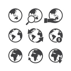 Globe icons set. Elements of this image furnished by NASA
