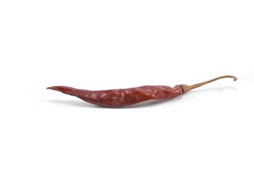 Dry chili pepper isolated .center.on a white background