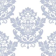 Vector floral damask pattern background. Luxury classic floral damask ornament, royal Victorian vintage texture for wallpapers, textile, fabric. Blue serenity Floral element