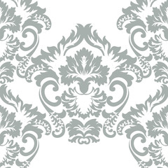 PrintVintage Classic Rococo Floral ornament damask pattern. Elegant luxury texture for wallpapers, backgrounds and invitation cards. Green color. Vector