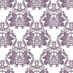 Obraz premium Vector Baroque floral lily Damask ornament pattern element. Elegant luxury texture for textile, fabrics or wallpapers backgrounds. Lavender color ornament