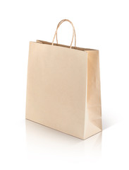 paper kraft shopping bag isolated on white background