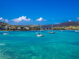 Fototapeta na wymiar Calm water of tropical bay at US Virgin Islands