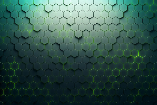 Green hexagon pattern