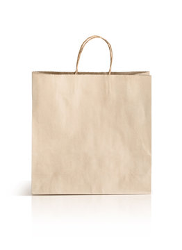 paper kraft shopping bag isolated on white background
