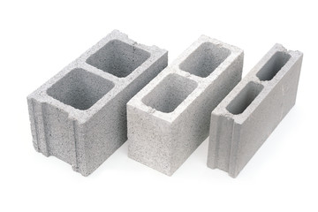 Gray concrete construction block isolated on white