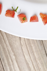 slices of tomato in plate