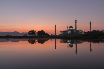 Sunrise over mosque in hatyai
