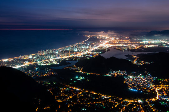 Night View of Barra da Tijuca District in Rio de Janeiro