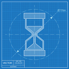 blueprint icon of hourglass measuring time