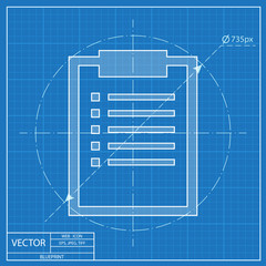 blueprint icon of clipboard with document