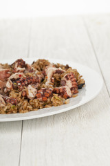 plate of octopus risotto