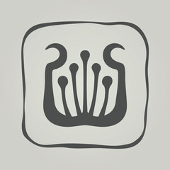 Vector symbol of flower silhouette. Modern floral icon in square frame