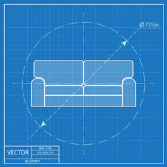blueprint icon of sofa