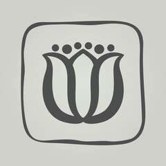 Vector symbol of flower silhouette. Modern floral icon in square frame