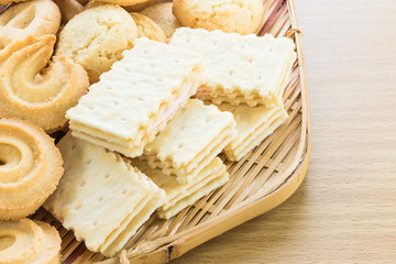 Cookies in bamboo bowl